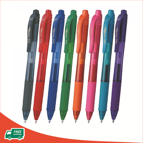 Bút ký mực Gel nét 0,7mm Pentel BL107, thân nhựa, đệm cao su, ngòi bấm