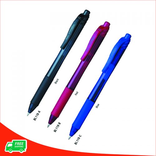 Bút ký mực Gel nét 1,0mm Pentel BL110 thân nhựa, đệm cao su, ngòi bấm