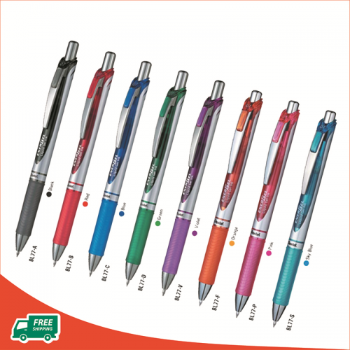 Bút ký mực Gel nét 0,7mm Pentel BL77, thân nhựa, đệm cao su, ngòi bấm