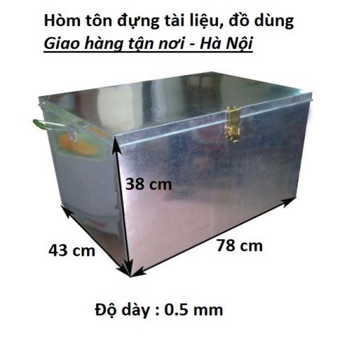 Thùng tôn, hòm tôn đựng hồ sơ, tài liệu, giấy A4, A3 sổ sách chứng từ kích thước 78 x 43 x 38 cm