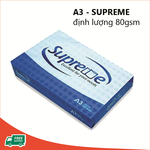 Giấy in, photocopy A3 Supreme ĐL 80gsm